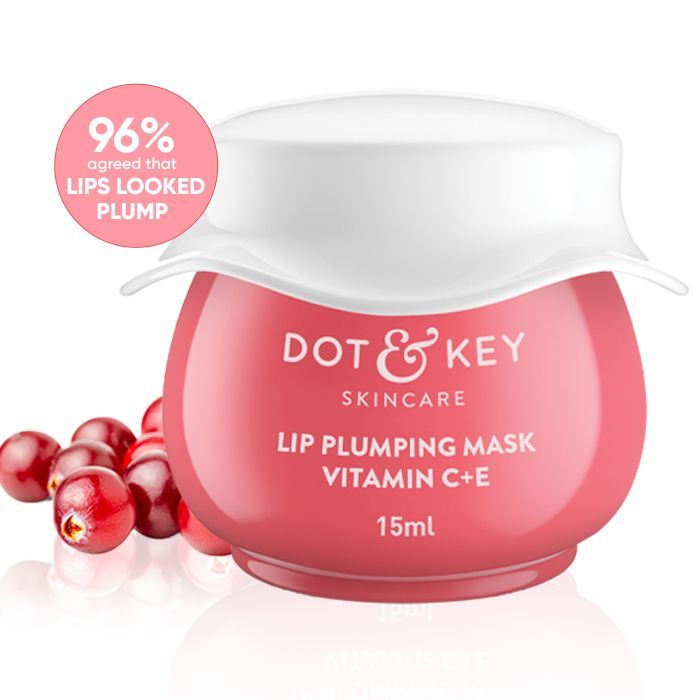 Dot & Key Vitamin C+E Flushed Red Lip Plumping Mask- Lingonberry & Turmeric Oil For Dry Lips (15ml)