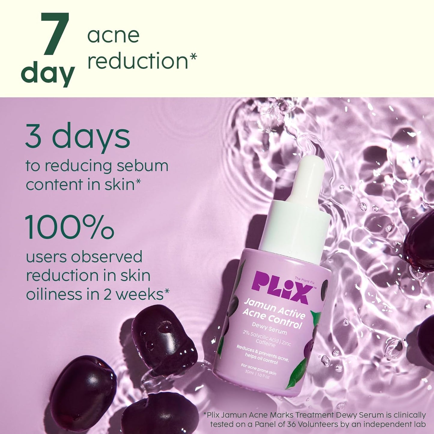 PLIX - THE PLANT FIX Jamun Active Acne Range With Cleanser, Toner, Serum, Moisturizer