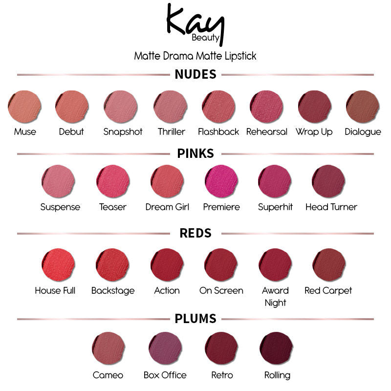 Kay Beauty Matte Drama Long Stay Lipstick - Superhit (4.2gm)