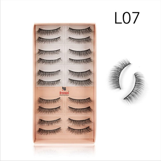 Bronson Professional Eyelash Set 3D False Long And Natural Eye Makeup 10 Pairs - L07 (10 Pairs)