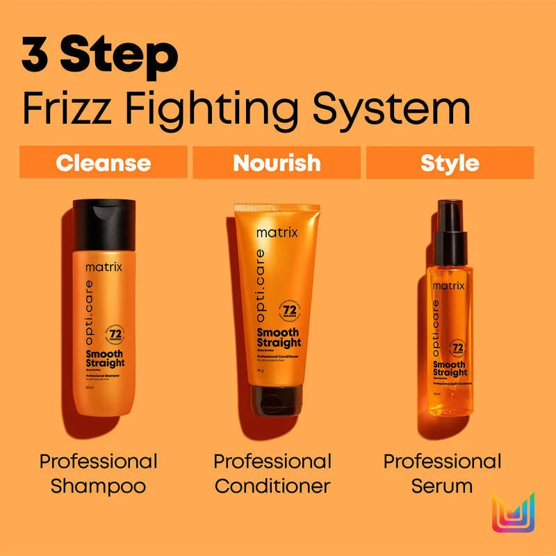 Matrix Opti.Care 3-Step Regime, Up To 4 Days Frizz Control, Shampoo + Conditioner + Serum