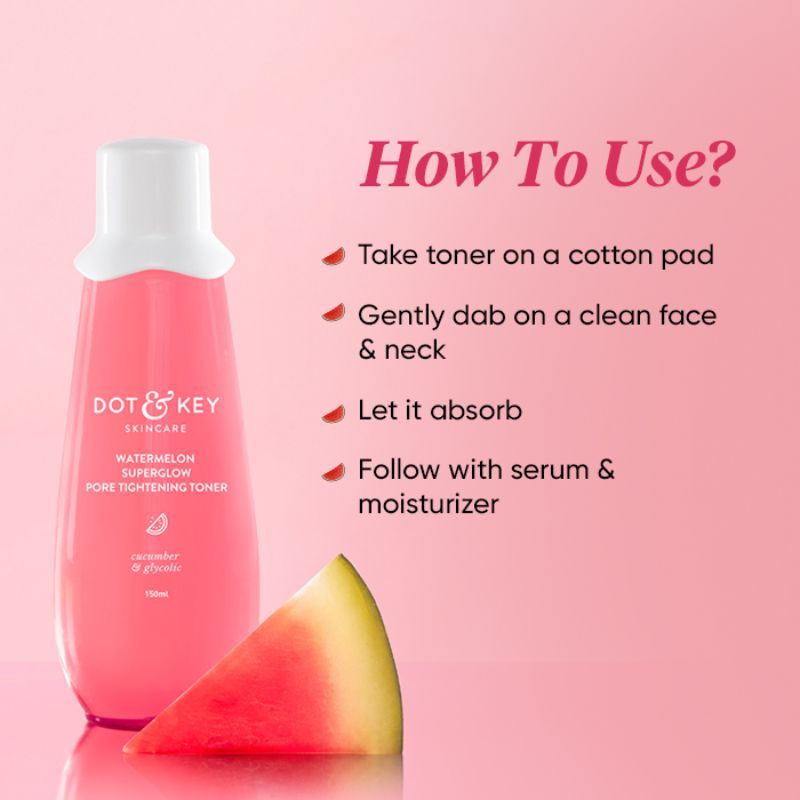 Dot & Key Watermelon AHA Pore Tightening Alcohol Free Toner With Glycolic Acid For Glowing Skin (150ml)