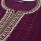 Libas Women Purple Floral Embroidered Sequinned Kurta with Palazzos & Dupatta