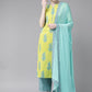 Libas Women Green Floral Printed Pure Cotton Kurta with Trousers & With Dupatta