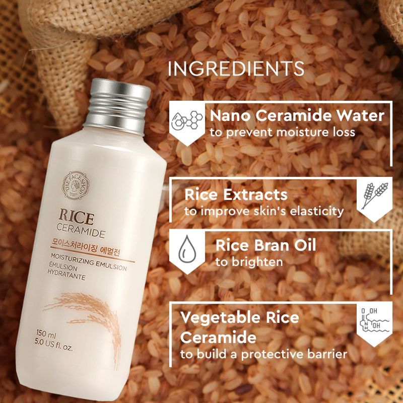 The Face Shop Rice & Ceramide Moisturizing Emulsion With Polyglutamic Acid (150ml)