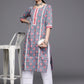 Libas Women Blue & Pink Floral Motifs Printed Kurta