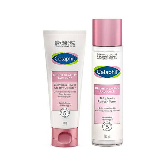 Cetaphil Bright Healthy Reveal Creamy Cleanser and Radiance Refresh Toner, Combo
