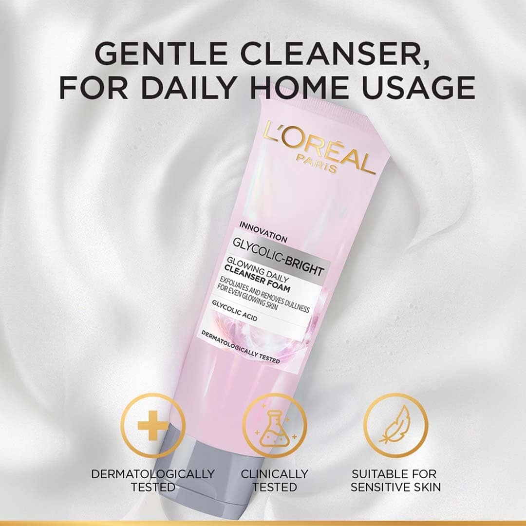 L'Oreal Paris Glycolic Bright Daily Foaming Face Cleanser With Glycolic Acid For Dull Skin