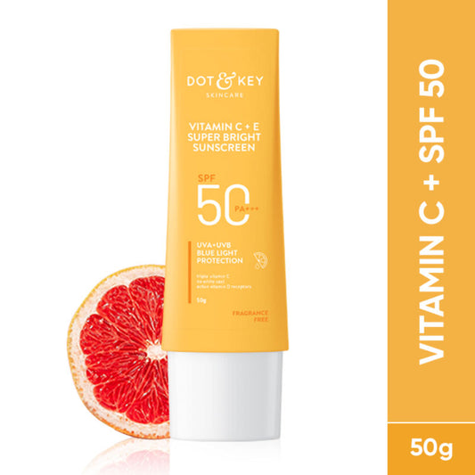 Dot & Key Vitamin C + E Face Sunscreen With SPF 50 PA+++, 100% No White Cast (50g)