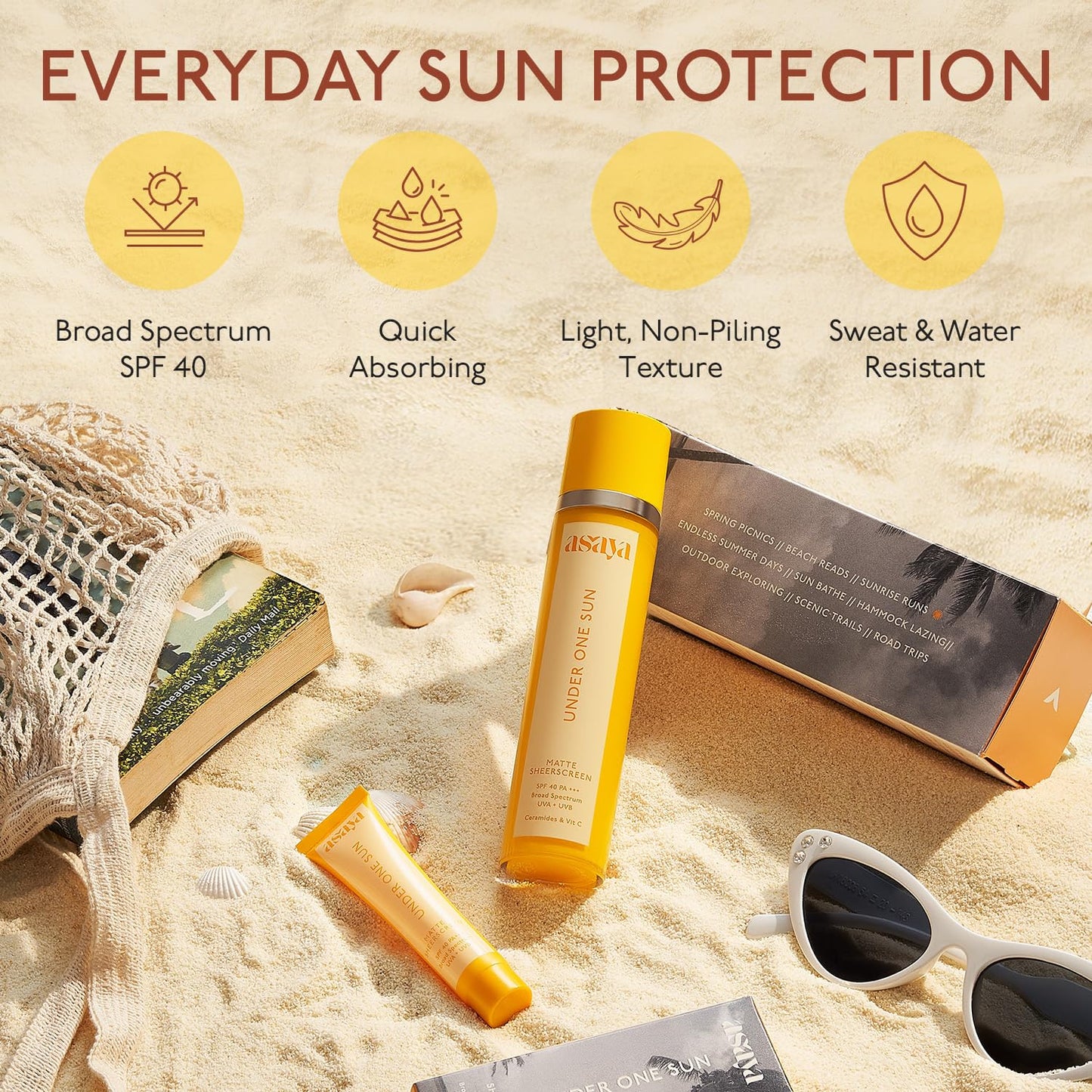 ASAYA Under One Sun Clear Matte Sunscreen SPF 40+ PA+++, UVA + UVB, 15 ml