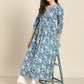 Shae by Sassafras Women Blue & Off-White Printed Anarkali Kurta