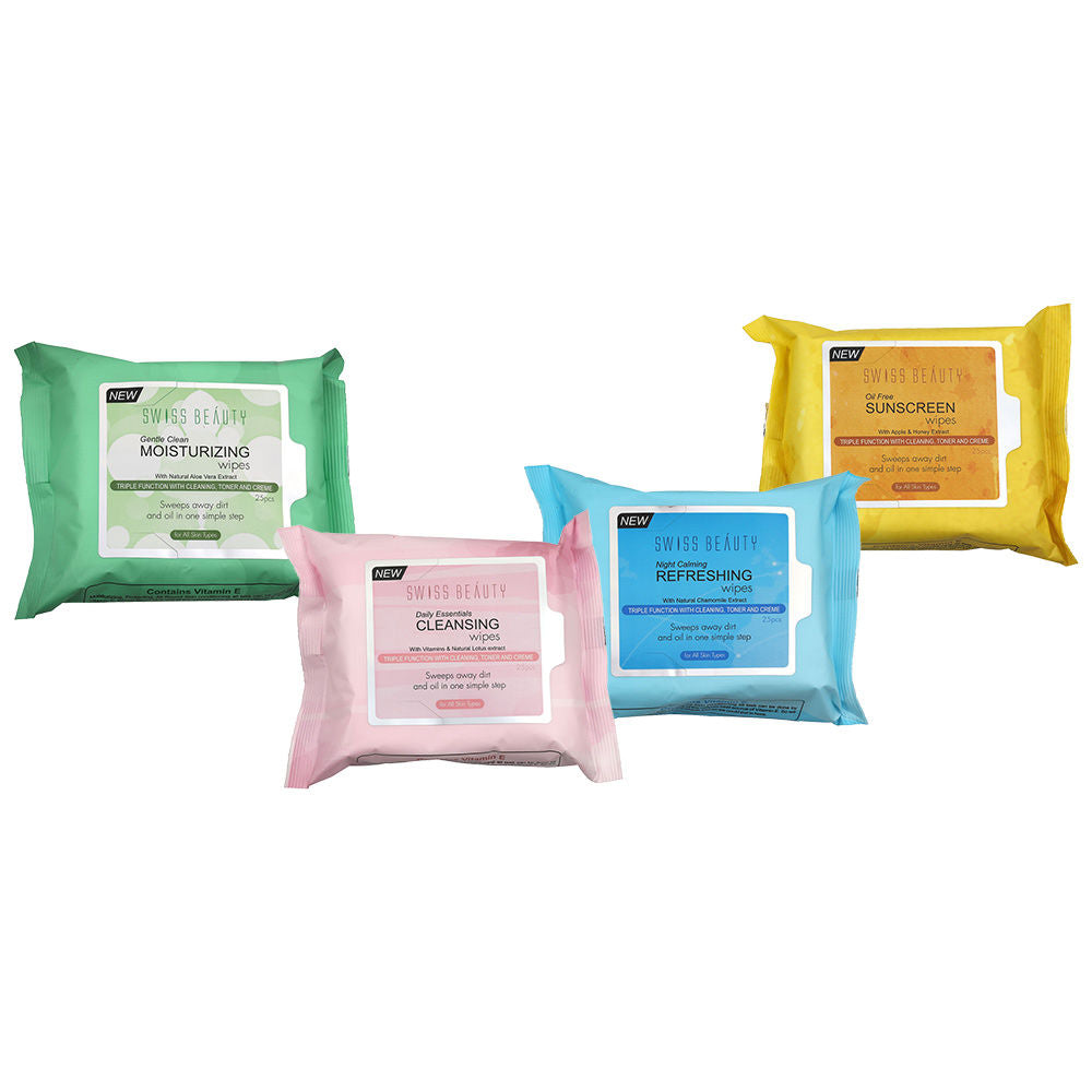 Swiss Beauty Facial Wipes Combo - Pack Of 4 (4 pcs)