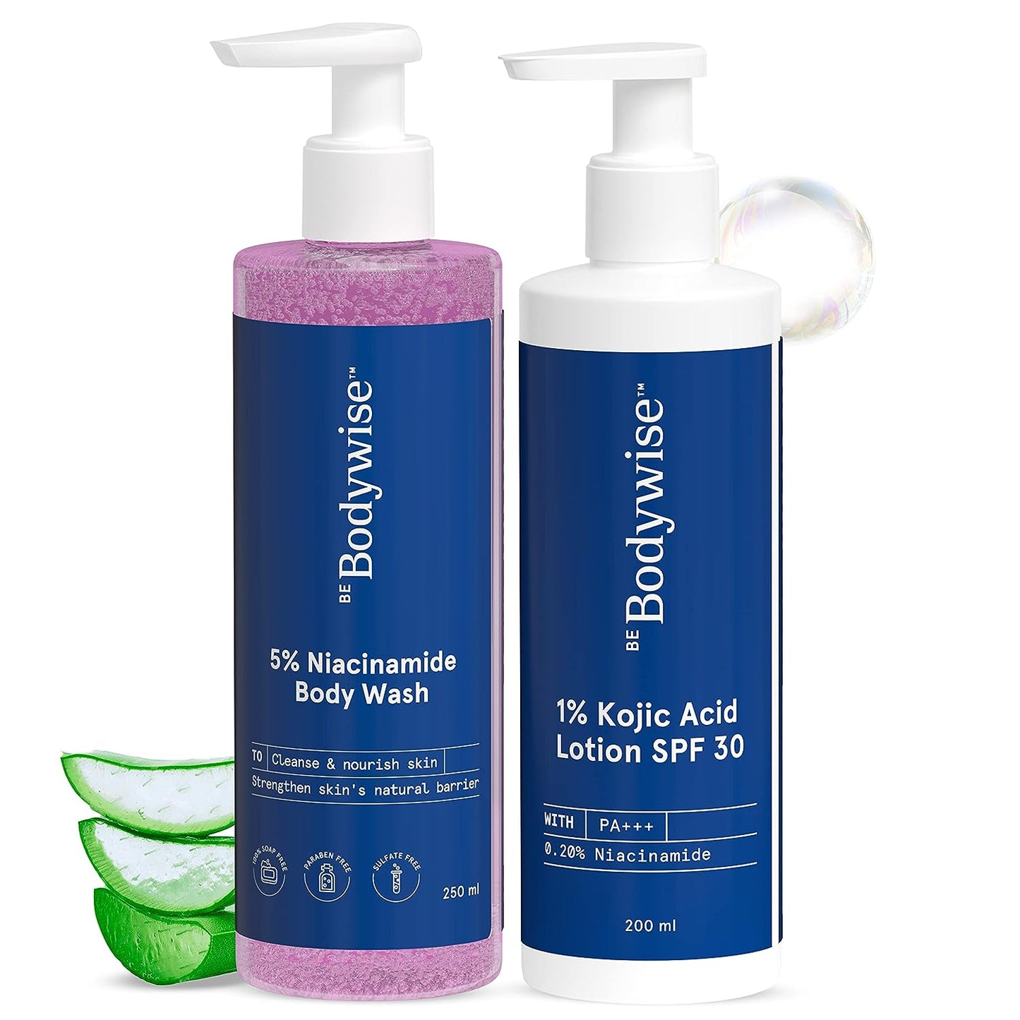 Be Bodywise Body Brightening Kit, 5% Niacinamide Body Wash & 1% Kojic Acid SPF 30 Body Lotion, 450 ml