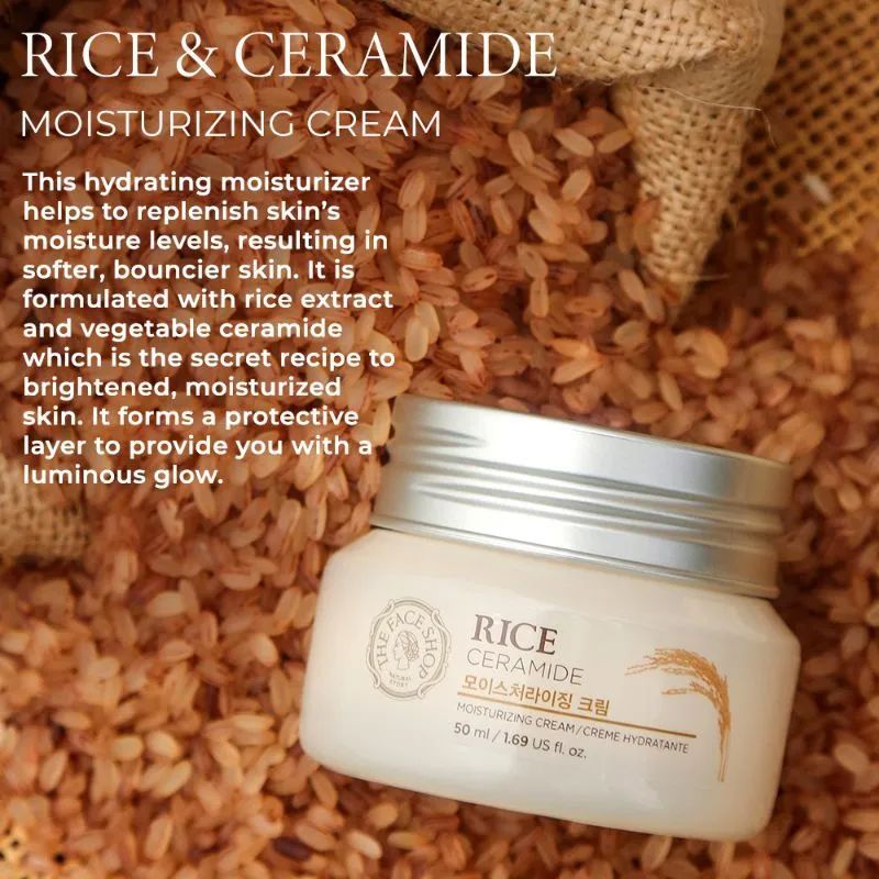 The Face Shop Rice & Ceramide Moisturizing Cream With Polyglutamic Acid (50ml)