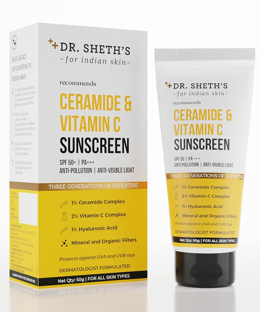 Dr. Sheth's Ceramide & Vitamin C Sunscreen SPF 50+ PA+++, 50g