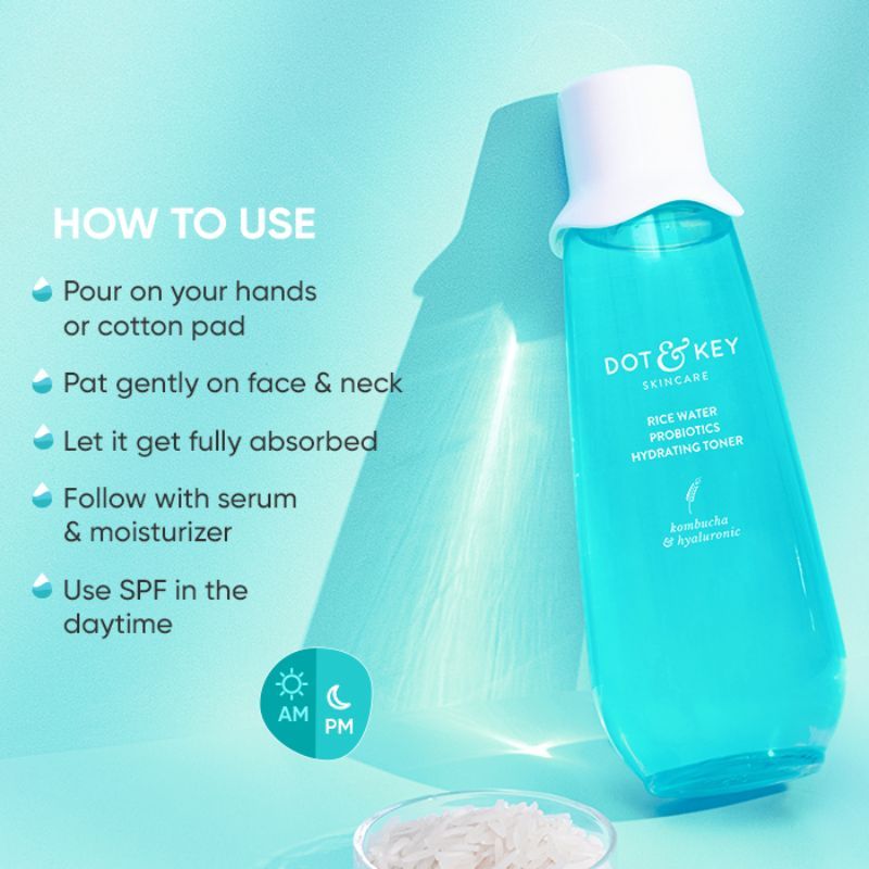 Dot & Key Rice Water Hydrating Toner with Hyaluronic for Oily, Sensitive Skin, Alcohol-Free (150ml)