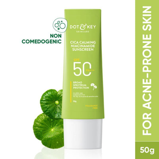 Dot & Key CICA Niacinamide Face Sunscreen SPF 50 PA+++, UV Protection for Oily, and Acne Prone Skin (50g)