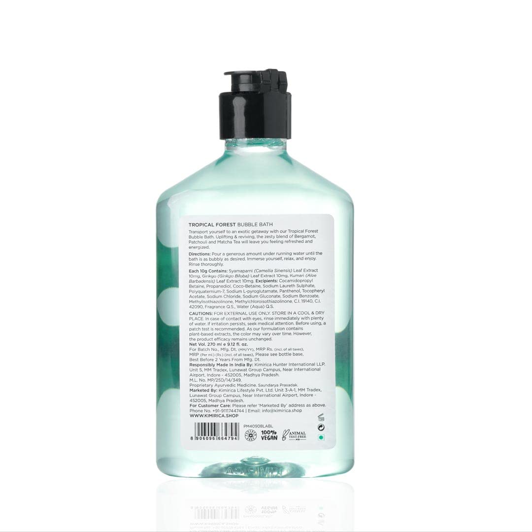 Kimirica Tropical Forest Bubble Bath, 100% Vegan and Paraben Free