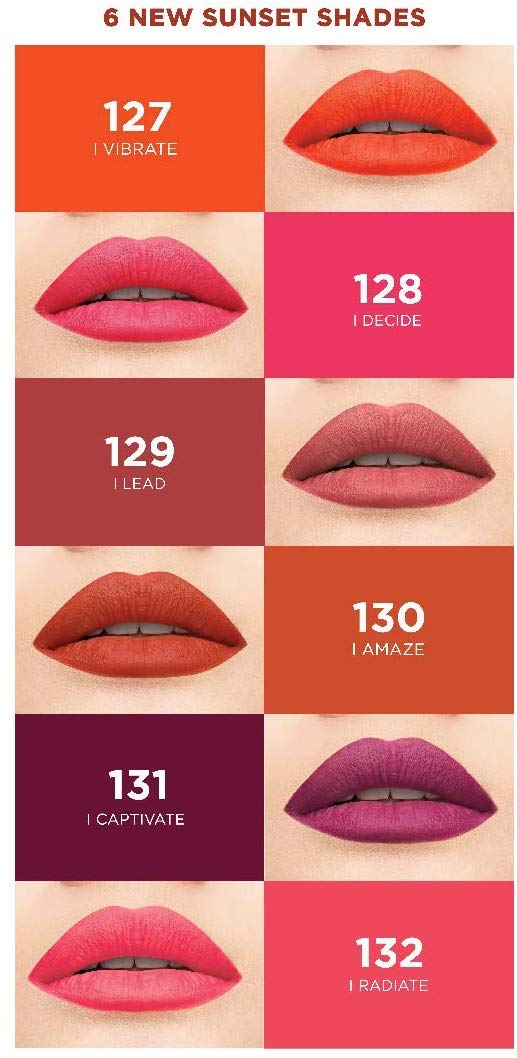 L'Oreal Paris Lipstick, Matte Finish, Colour: 132 I Radiate, 7ml