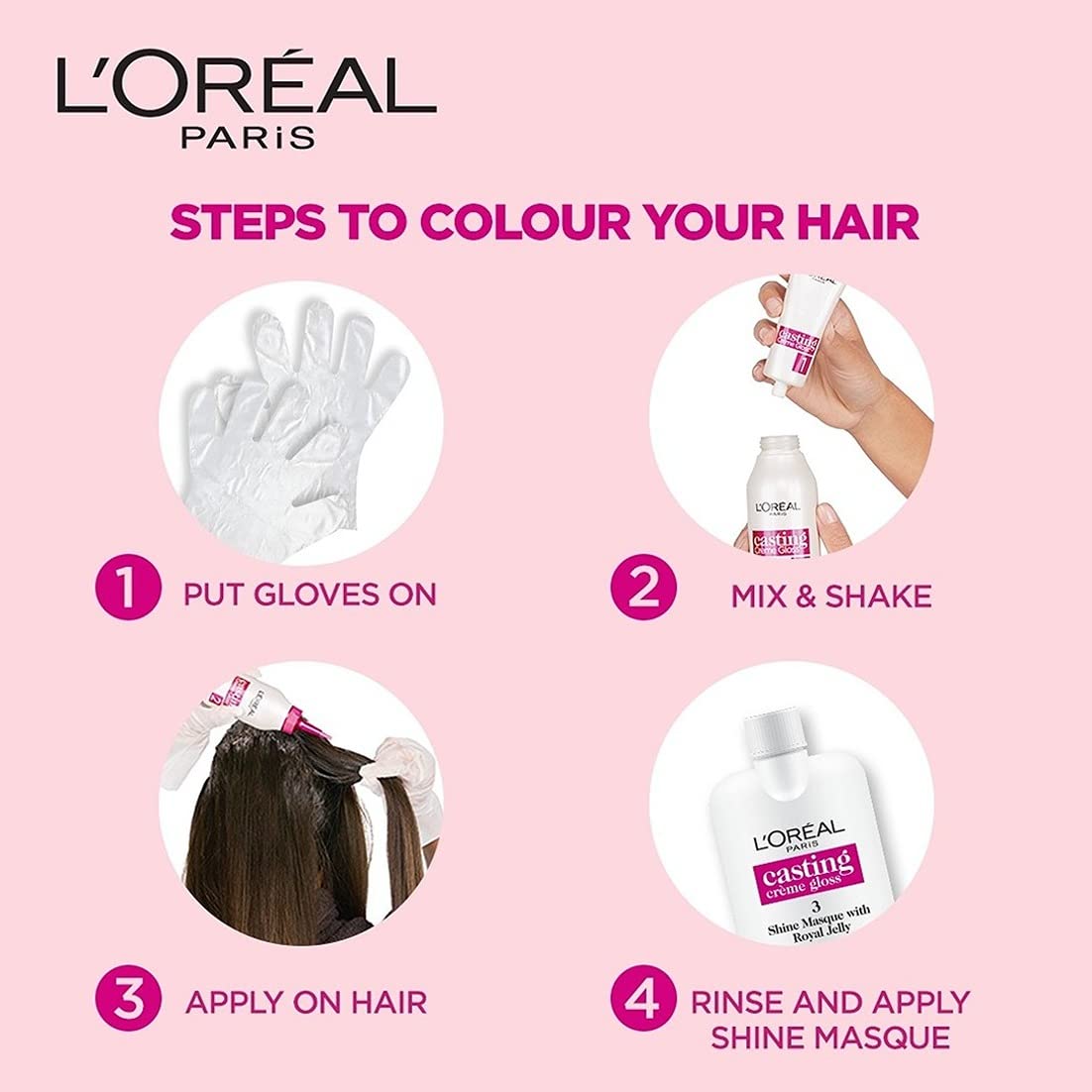 L'Oreal Paris Semi-Permanent Hair Colour, Casting Crème Gloss, Praline 530, 87.5g+72ml