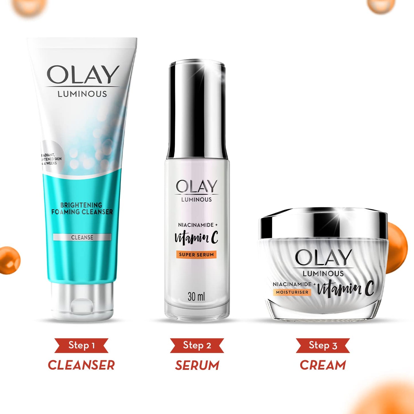 Olay Vitamin C Kit for 2X Glow, Dark Spot Reduction, with Free Cleanser