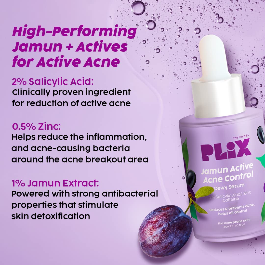 PLIX - THE PLANT FIX 2% Salicylic Acid Jamun Active Acne Control Dewy Serum, 30ml