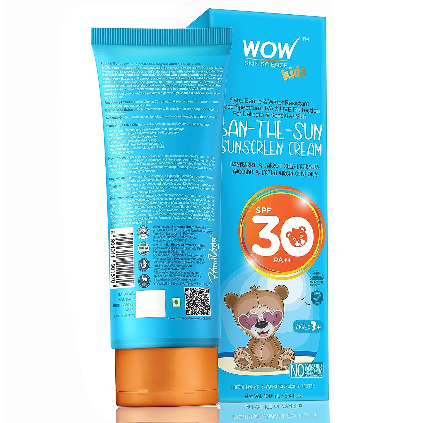 WOW Skin Science Kids Ban-The-Sun Sunscreen Cream Spf 30 Pa++, 100 ml