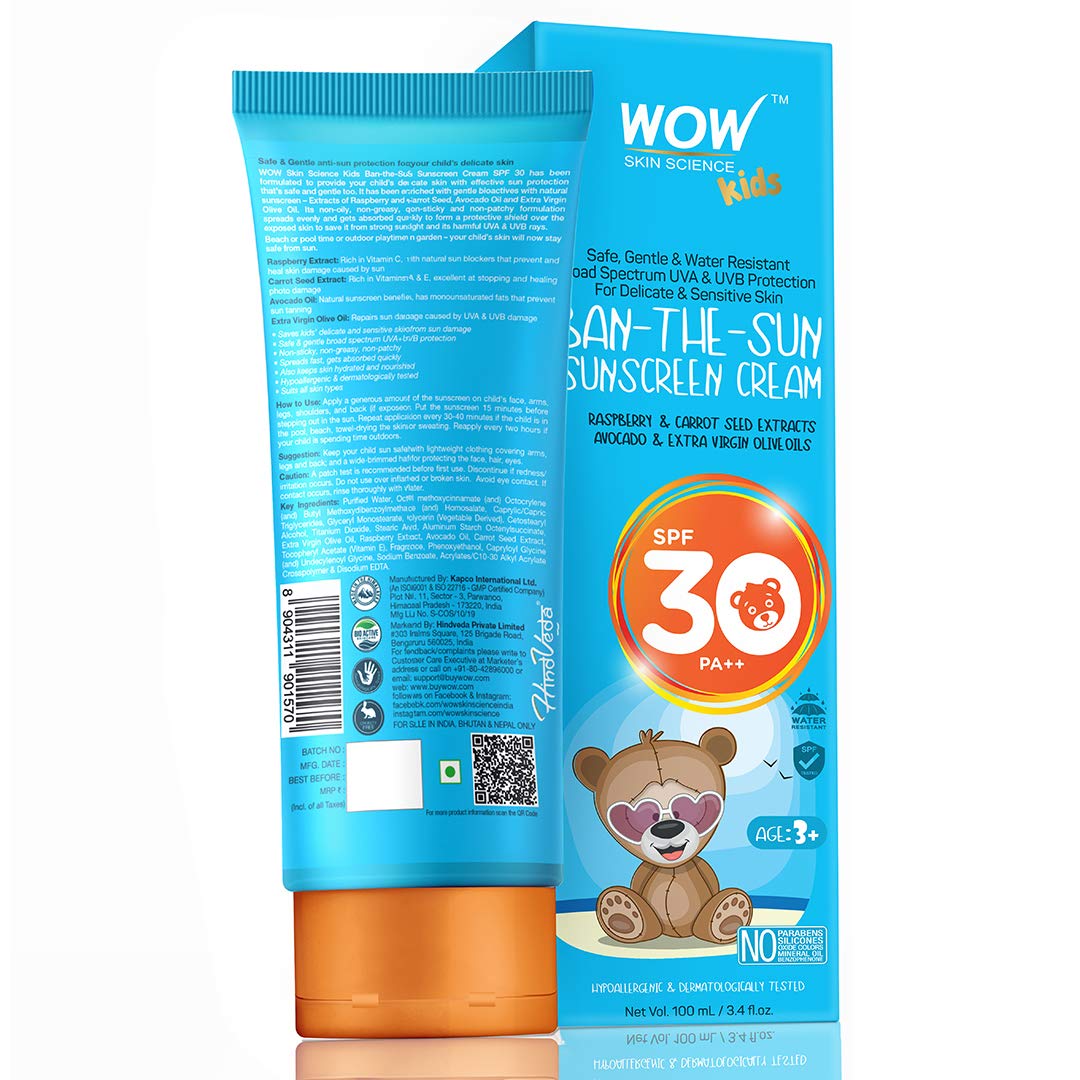 WOW Skin Science Kids Ban-The-Sun Sunscreen Cream Spf 30 Pa++, 100 ml