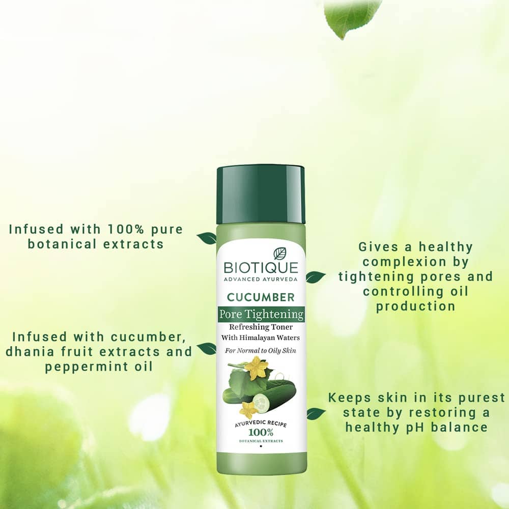 Biotique Cucumber Pore Tightening Toner with Himalayan Waters