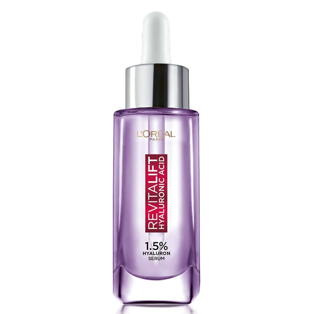 Loreal paris revitalift hyaluronic acid lightweight face serum leaves the skin intensely hydrated, plump & +42% radiant. It is alcohol free, fragrance free & paraben free and suitable for all skin types.