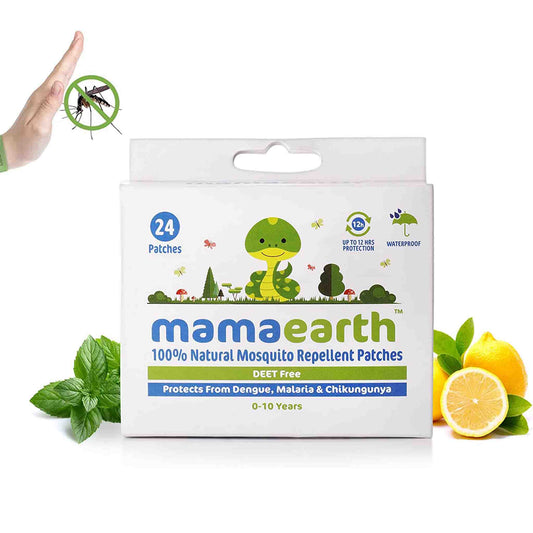 Mamaearth's 100% Natural Mosquito Repellent Patches are infused with mosquito repelling 100% Natural Citronella, Eucalyptus & Peppermint Oil