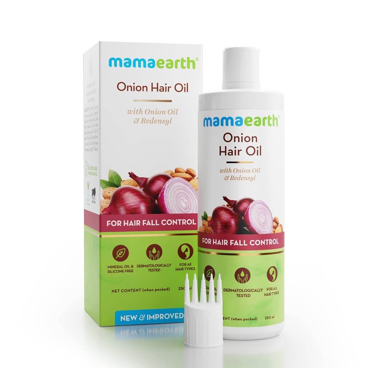 Mamaearth Onion Hair Oil helps to reduce hair fall and provides strength to the hair making them thicker softer and silkier