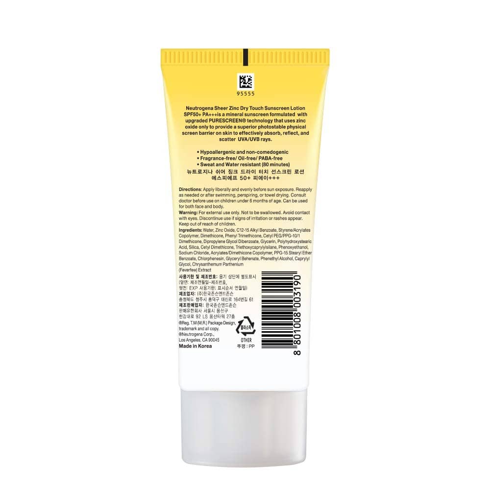 Neutrogena Sheer Zinc Drytouch Mineral Face Sunscreen SPF50 With Helioplex For Sensitive Skin