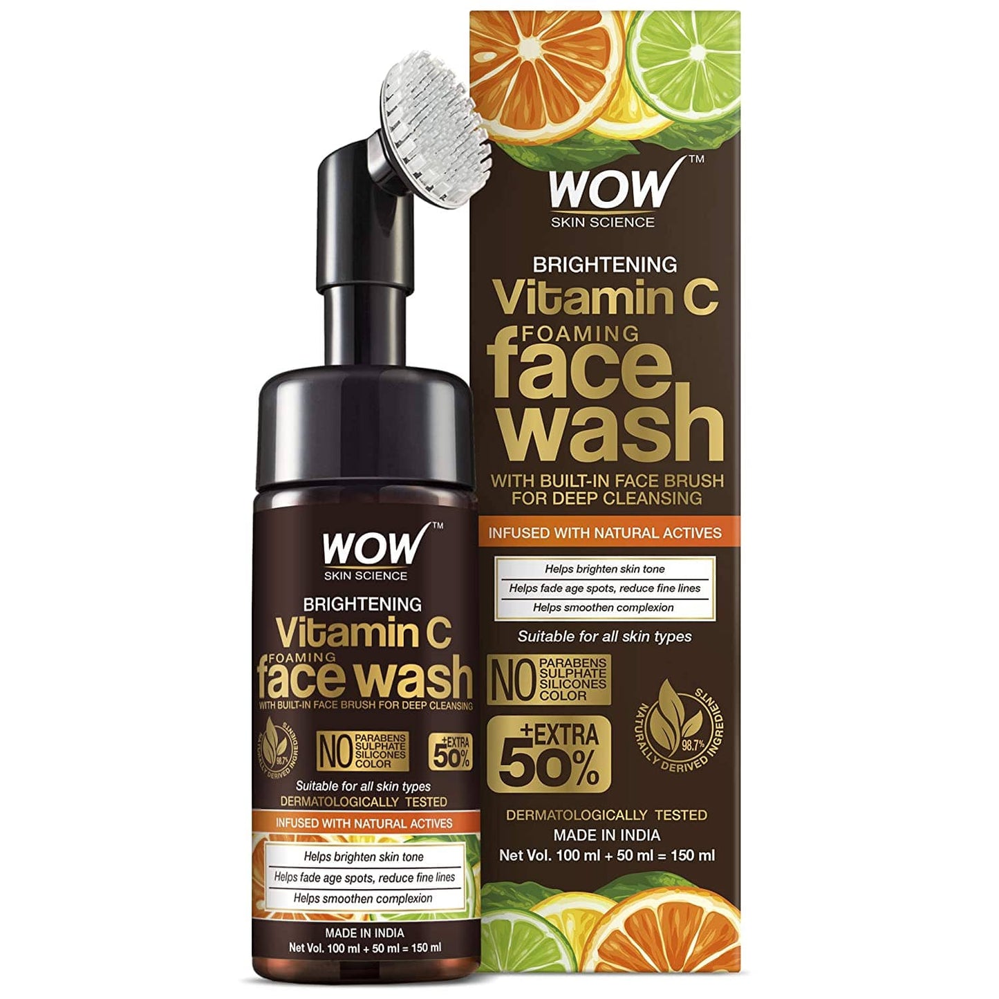 WOW Skin Science Brightening vitamin C Foaming face wash is a skin-reviving face wash that helps to refresh dull skin by gently removing layer of dead skin, and keeping excess sebum in check