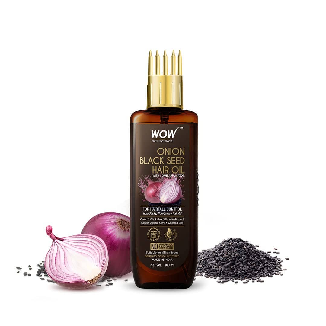WOW Skin Science Onion Black Seed Hair Oil gives your hair the necessary nourishment to help fight hair and scalp problems